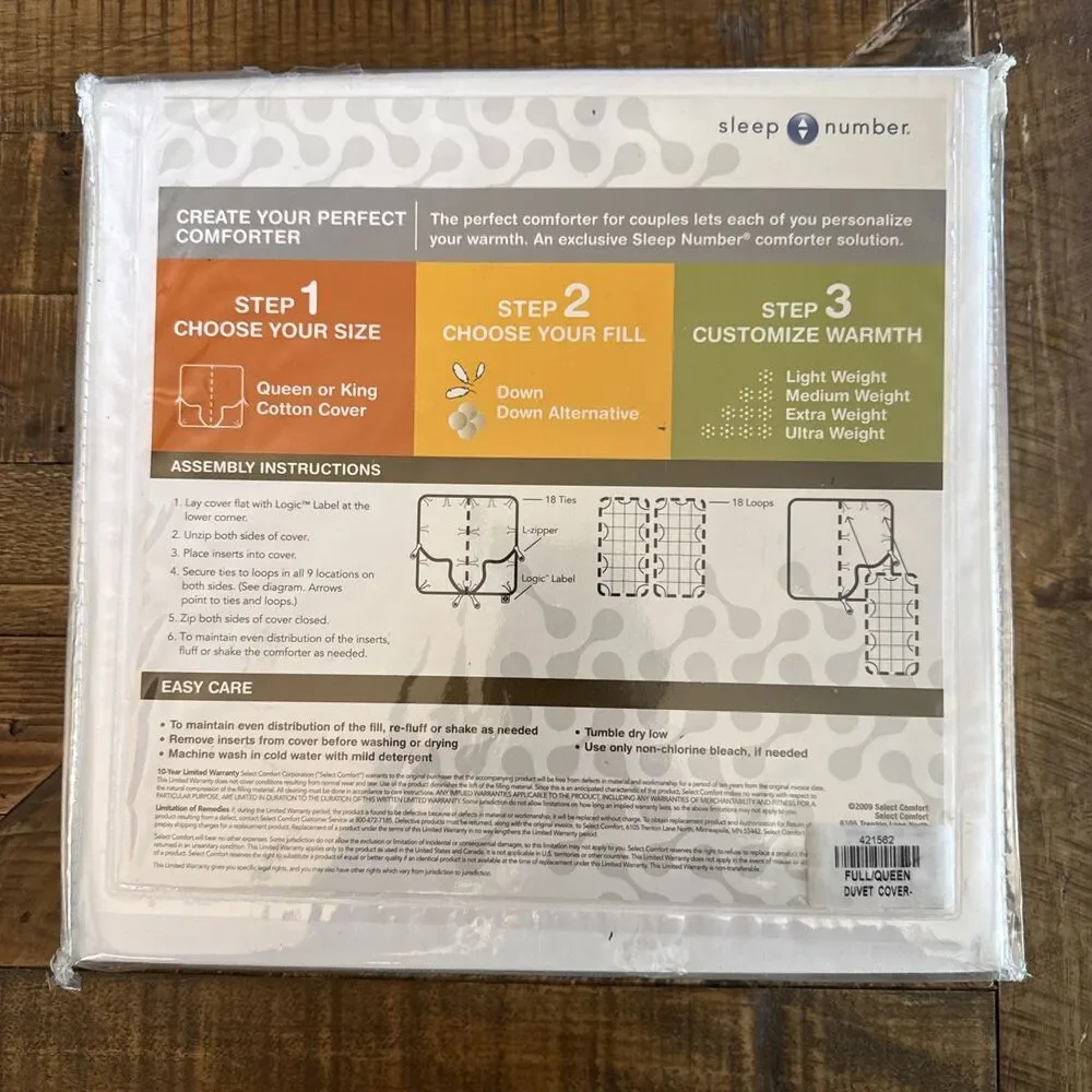 Sleep Number Create Your Perfect Comforter Insert Full/Queen Down Alternative